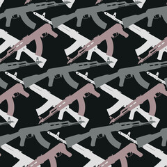 Wall Mural - Russian army automatic rifle AK camouflage military pattern tactical art design. Vector seamless texture. EPS