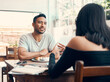 © C Haas/peopleimages.com - Couple, dating and cafe date while serious boyfriend and girlfriend with good communication over lunch. Man and woman talking about business proposal and listening to ambition in relationship