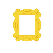 Yellow Frame From Under A Picture Or A Mirror Like At Friends. Vector Illustration