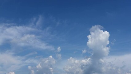 Wall Mural - blue sky white clouds. puffy fluffy white clouds. cumulus cloud cloudscape timelapse.