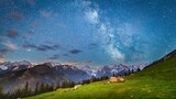 Fototapeta Niebo - Droga mleczna nad Tatrami widziana z Rusinowej Polany w czerwcu