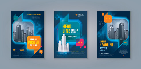 Wall Mural - business leaflet brochure flyer template design set. corporate flyer template a4 size, abstract blue
