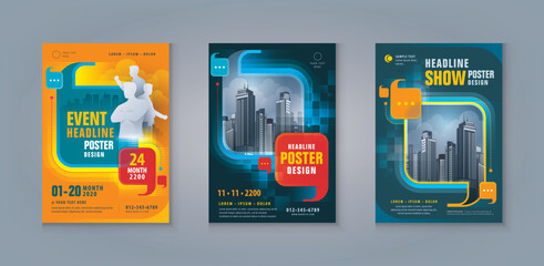 Wall Mural - business leaflet brochure flyer template design set. corporate flyer template a4 size, abstract squa