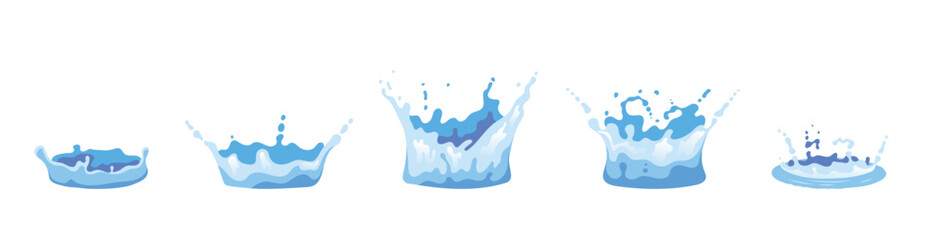 Wall Mural - Pouring Water Splashes Flat Icon Set