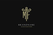 Luxury modern monogram MF logo for law firm with pillar icon design style