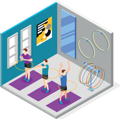 Wall Mural - Hula Hoop Isometric Composition