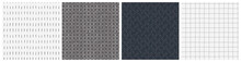 Neutral Grey Seamless Pattern Set. Modern Masculine Vector Repeat Design Collection For Mens Fashion Or Bedding Textile. Different Backgrounds With Herringbone, Grid, Square And Abstract Mark Motifs.
