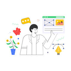 Wall Mural - Creatively designed flat illustration of graphic artist 