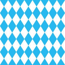Oktoberfest Background With Blue And White Rhombuses. Bavarian Diamond Texture. Octoberfest Seamless Pattern. Holiday Wrapping Print. Germany Traditional Wallpaper. Vector Color Illustration.