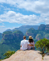 panorama route south africa, blyde river canyon with the three rondavels, view of three rondavels an
