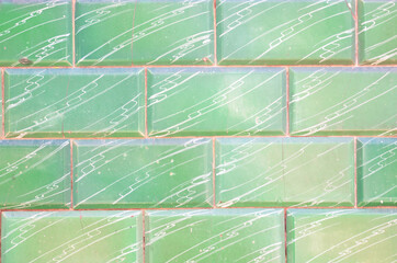 Wall Mural - wall tile ceramic for architecture background, tiled floor bathroom green pastel color