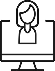 Wall Mural - item on pc monitor. outline sign suitable for web sites, apps, stores etc. editable stroke. vector m