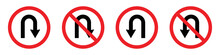 U-Turn Right And Left Traffic Road Icon, Vector Illustration