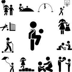 Wall Mural - Ball, sports, play, boy icon in a collection with other items