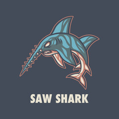 Sticker - SAW SHARK MASCOT LOGO 