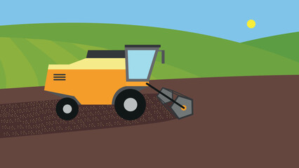 Wall Mural - yellow harvester in the field