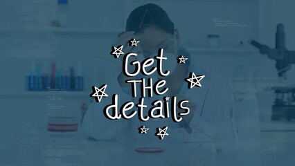 Sticker - Animation of get the details over asian female lab worker