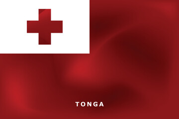 Wall Mural - National flag of Tonga. Realistic pictures flag