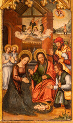 Wall Mural - VALENCIA, SPAIN - FEBRUAR 14, 2022: The painting of Nativity in the Cathedral  by Vicente Macip from end of 15. cent.
