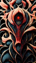 Painted Abstract Creepy Surface. A Frightening And Scary Gothic Painting. Gothic Dragon Evoking Fear. Perfect For Phone Wallpaper Or For Posters.