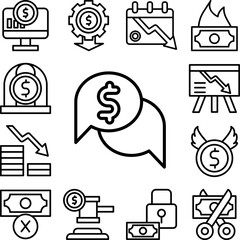 Sticker - chat dollar icon in a collection with other items