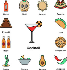 Sticker - Cocktail, glass icon in a collection with other items