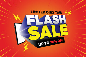 flash sale shopping banner with thunder sales banner template design for social media and website.li