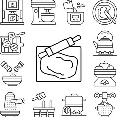 Poster - Dough rolling pin icon in a collection with other items