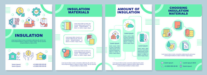 Wall Mural - building insulation brochure template. thermal management. leaflet design with linear icons. editabl