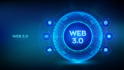 Wall Mural - web 3.0. new generation of the internet abstract concept. block chain decentralized technology. digi