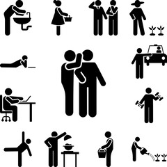 Two man, gossip, secret icon in a collection with other items