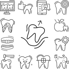 Canvas Print - Tooth extraction arrow up icon in a collection with other items