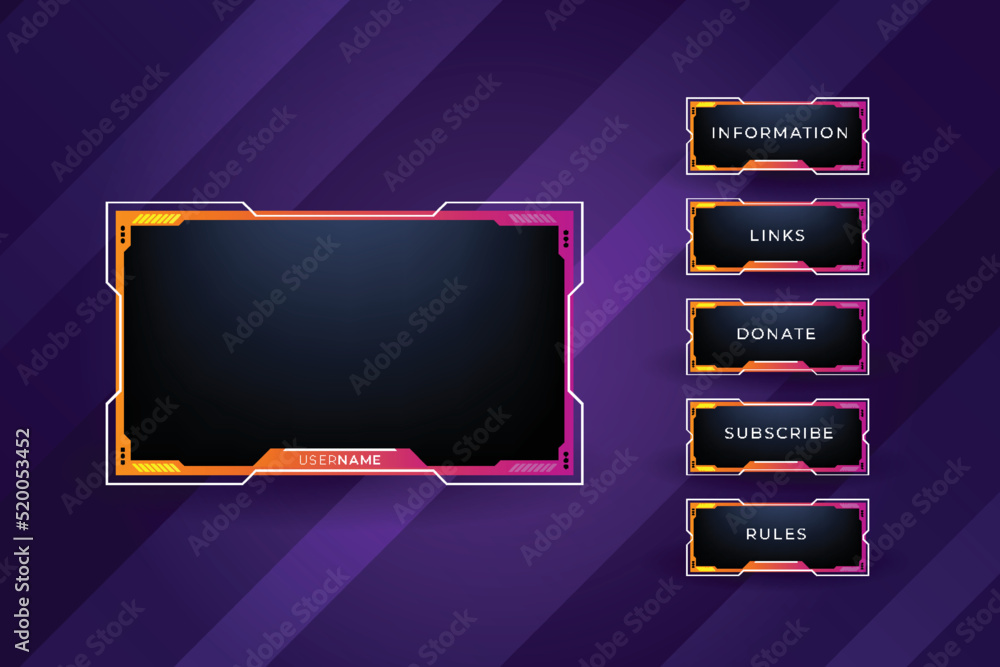 gaming stream overlay, facecam, alerts, intermission element Stock ...