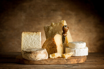 mix of italian cheese over cutting board