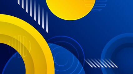 Wall Mural - Abstract blue and yellow background. Design for poster, template on web, backdrop, banner, brochure, website, flyer, landing page, presentation, certificate, and webinar