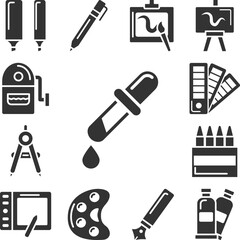 Sticker - Pipette, paint icon in a collection with other items