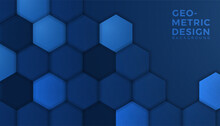 Abstract Blue Hexagon Gardient Background