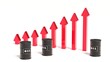 rise in oil prices, 3d rendering, on a white background