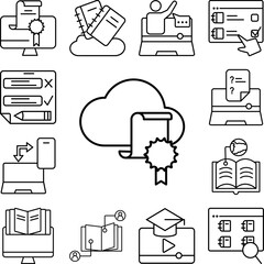 Canvas Print - Certificate cloud education icon in a collection with other items