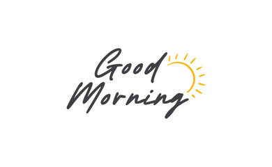 Wall Mural - Good morning lettering text. Vector line calligraphy.