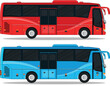 Red and blue bus illustration