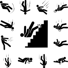 Wall Mural - Man, down, fall, stairs icon in a collection with other items