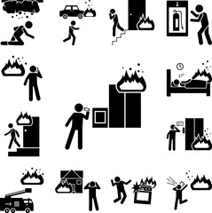 Wall Mural - Man, fire, phone icon in a collection with other items