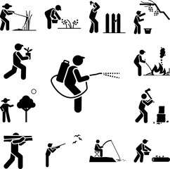 Wall Mural - Gardener, spray, weeding icon in a collection with other items