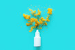 allergy concept. antihistamine nasal spray against allergies on a blue background