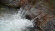 Bergbach Detail mit sehr klarem Wasser und schönen Felsen in der Wolfsschlucht