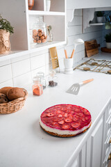 Poster - delicious strawberry tart copy space