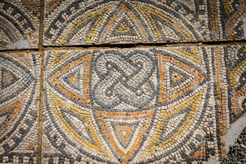 Ancient roman pavement mosaic from the portuguese archaeological place of Villa Cardillium located in the city of Torres Novas - Portugal