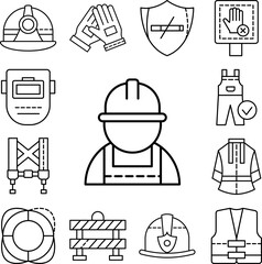 Wall Mural - Worker, safety icon in a collection with other items