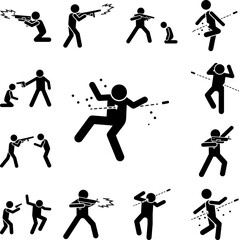 Sticker - Kill man shoot icon in a collection with other items